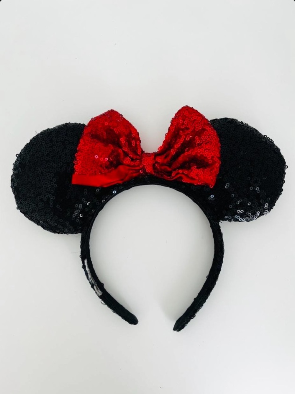 Disney Parks Sequin Minnie Mouse Ears Headband - Classic Red & Black